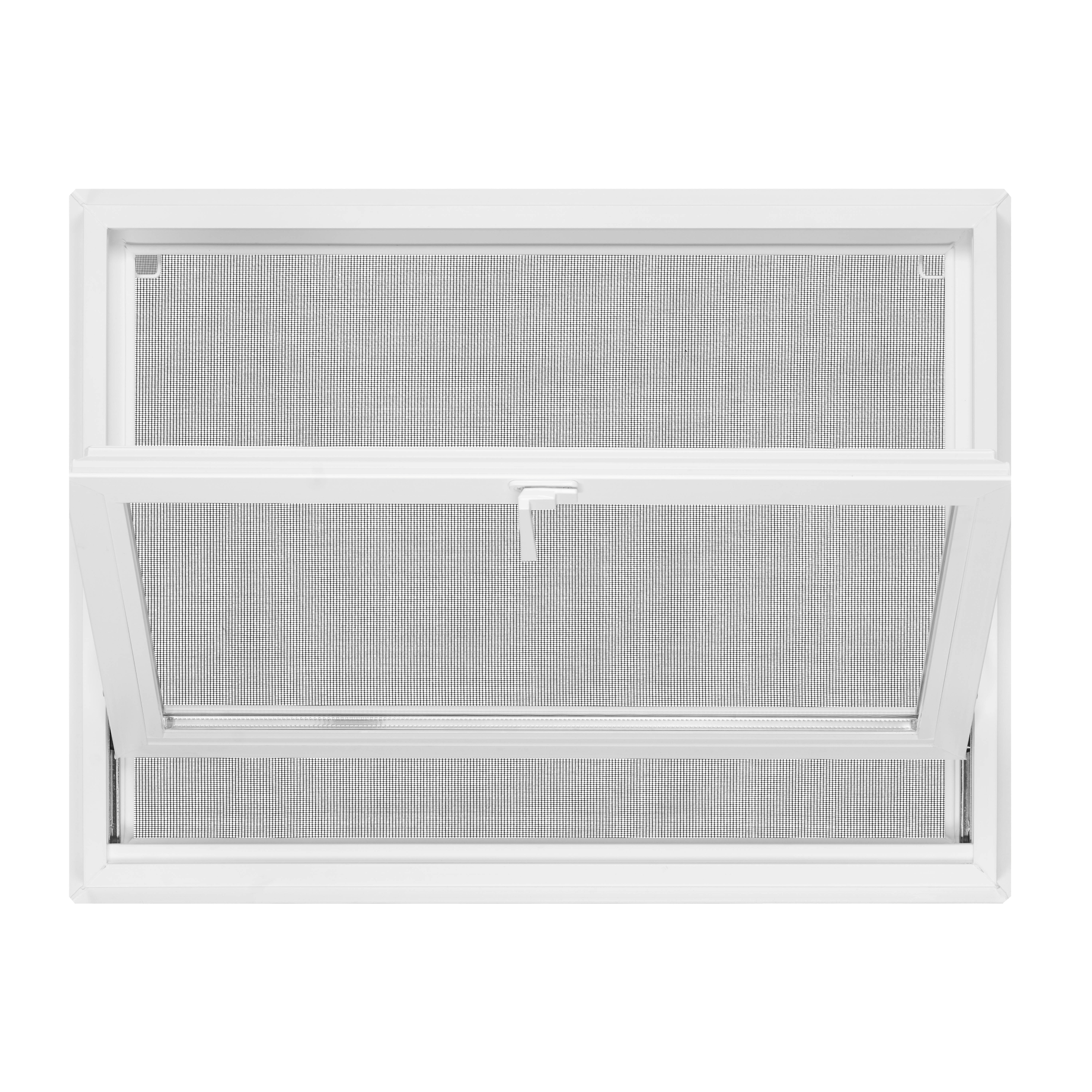 32 in. x 24 in. White Vinyl Double-Pane Insulated Basement Hopper Window with Screen