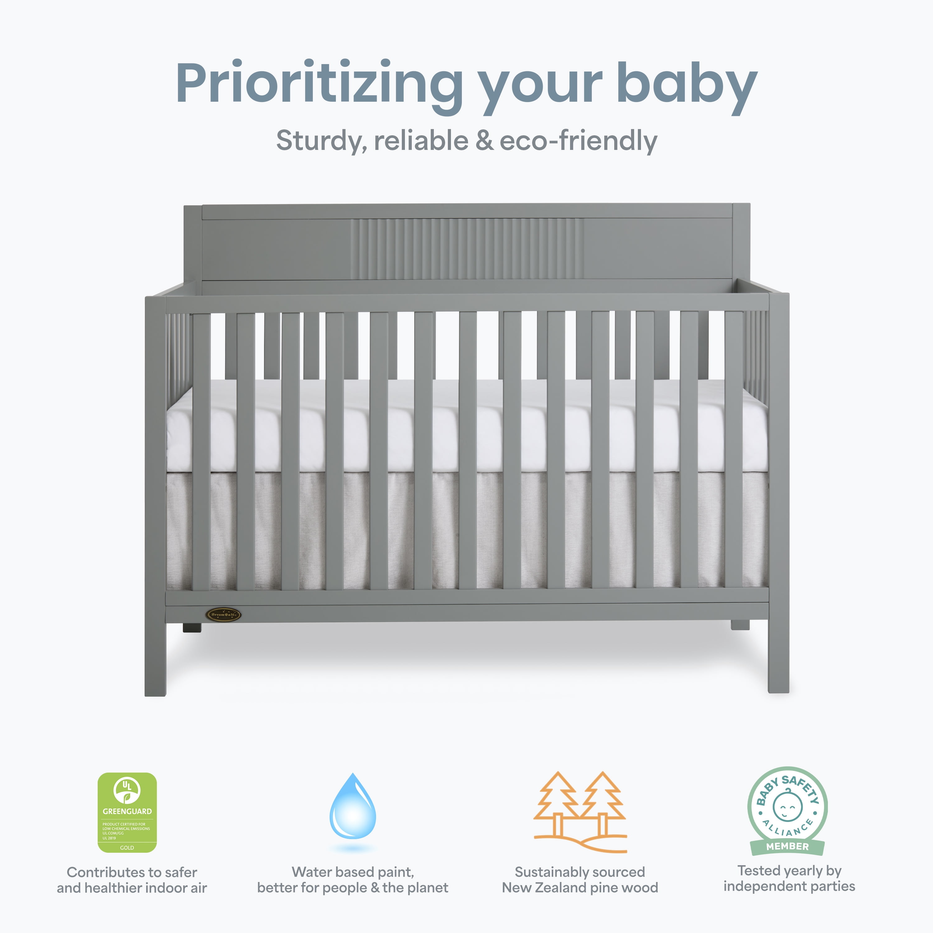 Dream On Me Ivy 5 in 1 Convertible Full-size Crib, Greenguard Gold & JPMA Certified, Converts from Baby Crib to Toddler Bed, Day Bed, Kids Bed and Full-size Bed, Seagrass
