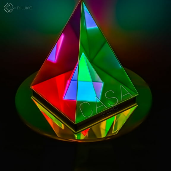 Infinity Pyramid - Infinite Modern Lighting. Multicolor Acrylic Reflective Finish, Table Lamp.