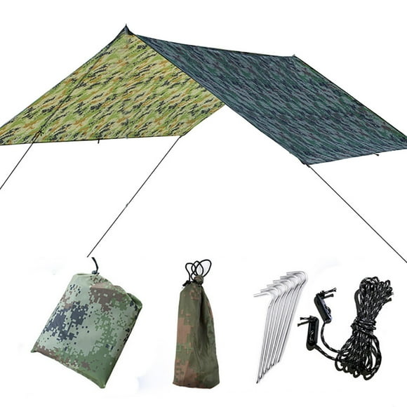 Camping Tarp 300X300 cm Waterproof Tent Tarp Windproof Hammock Rain Fly Tent Tarp with Storage Bag Portable Ground Sheet for Fishing Hiking Candy Molds