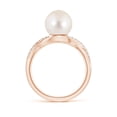 thumbnail image 2 of Angara Freshwater Cultured Pearl Criss Cross Shank Engagement Ring in 14K Rose Gold for Women | June Birthstone Jewelry for Her, 2 of 8