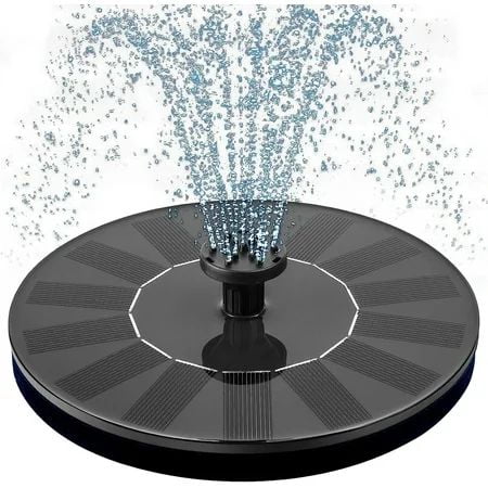 Vruelia Solar Bird Bath Fountain Pump, Solar Fountain with 6 Nozzle, Free Standing Floating Solar Powered Water Fountain Pump for Bird Bath, Garden, Pond, Pool, Outdoor