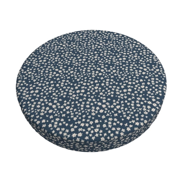 Disketp Small White Flowers Funda Redonda para Taburete, Funda de Cojín para Silla de Bar Suave y Elástica-12 inch