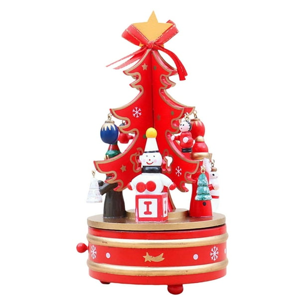 Caja de música creativa giratoria, carrusel de juguete decorativo para festividades. Rojo
