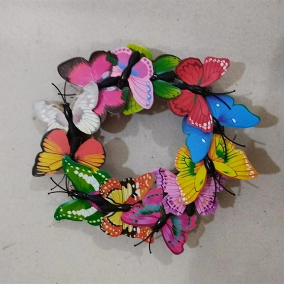 Bfogop Small Spring Summer Butterfly Wreath 3.4in Wreath for Front Door with Butterflies for Indoor Outdoor Wall Festival Home Farmhouse Wedding Decor,Wall Decoration