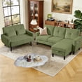 thumbnail image 3 of Soscana Sectional Sofa with Storage Ottoman and Loveseat, Modern 3 Seater L Shaped Couch Love Seat for Living Room Apartment Studio Office,Living Room Furniture Set,Green, 3 of 8