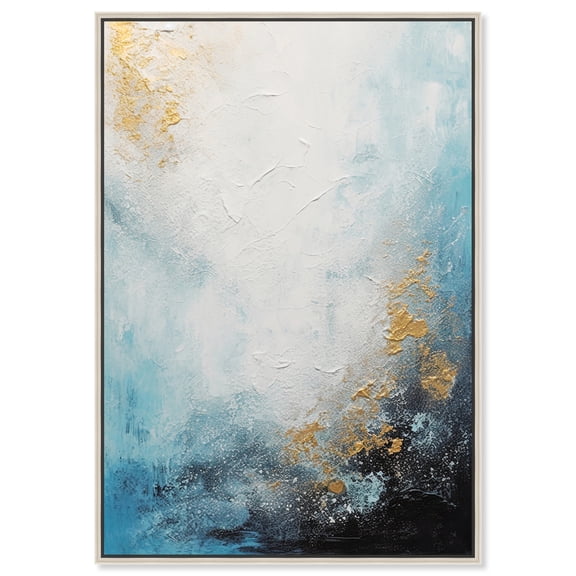 Blue Sea Of Punta Cana Blue Abstract Canvas Wall Art by Art Remedy, Silver Floater Frame, 16"x24"