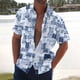 thumbnail image 2 of Men's Summer New Loose Print Short Sleeve Shirt Cardigan Beach Shirt 3XL, 2 of 5