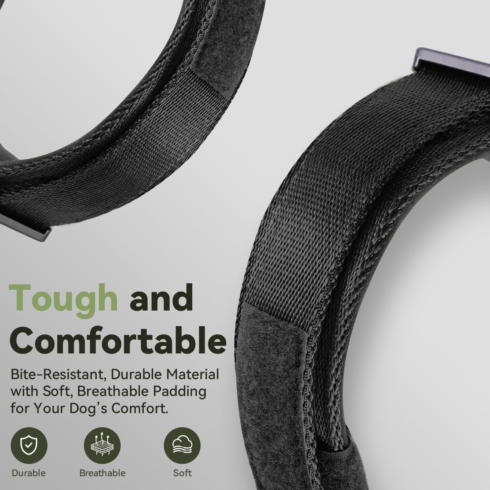 Waterproof AirTag Dog Collar, Military Tactical Collar with AirTag Holder, Comfortable Control Handle & Metal Buckle, GPS Dog Collar Holder for Medium to Large Dogs