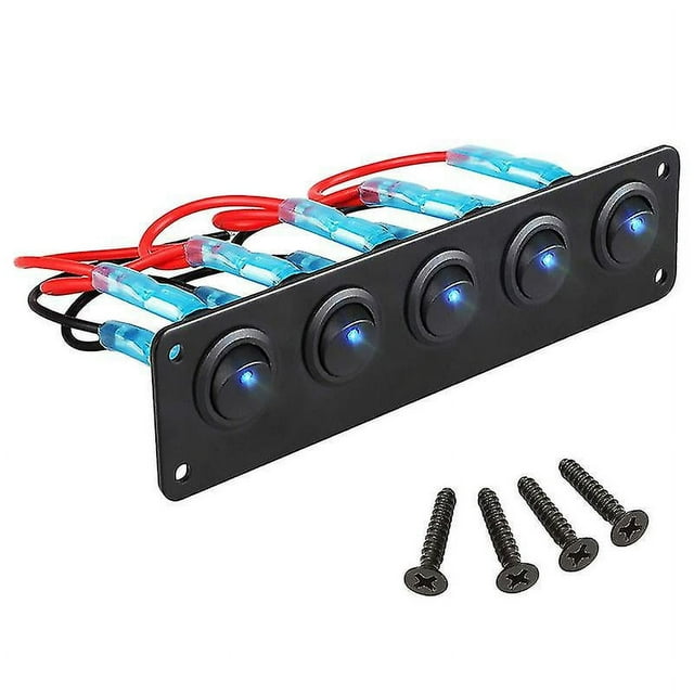 Panel de interruptores basculantes con 5 interruptores de palanca con encendido y apagado cableados para vehículos de 12 V y 24 V, remolques, camiones y todoterrenos
