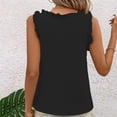 thumbnail image 4 of Tank Tops for Women V Neck Ruffle Solid Color Sweet Sleeveless Vests, 4 of 5