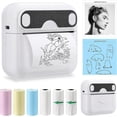 thumbnail image 1 of Mini Portable Thermal Printer, BT Wireless Bluetooth Instant Inkless Printer with 6 Paper Rolls, Printer for Photos Label List, 1 of 5