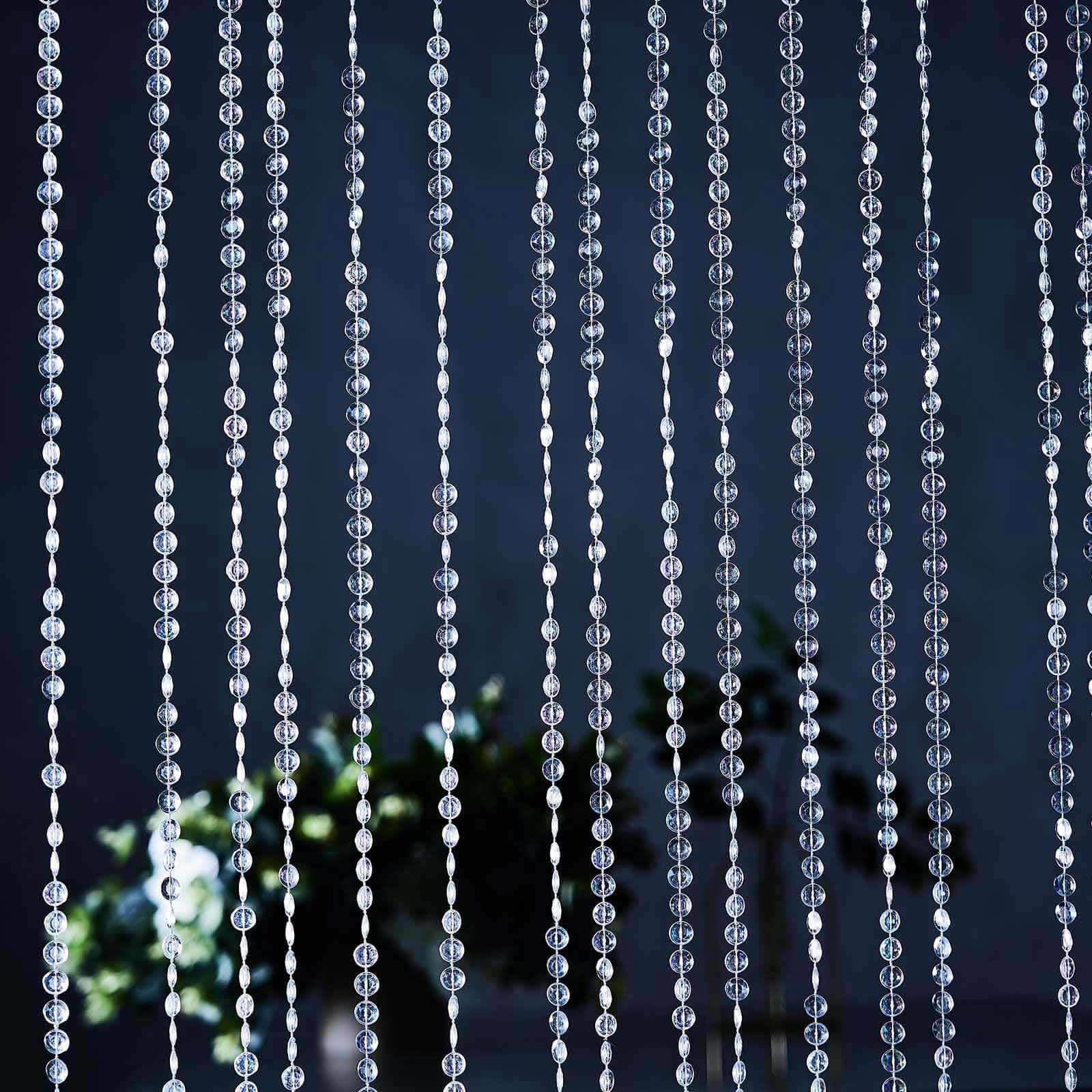 Efavormart 15ft Long Crystal Beaded Ceiling Drape Curtains With Hardware Kit Wall Panel Fringe Window Divider Blind for Wedding Coffee House Restaurant Parts Crystal Tassel Screen Home Decoration