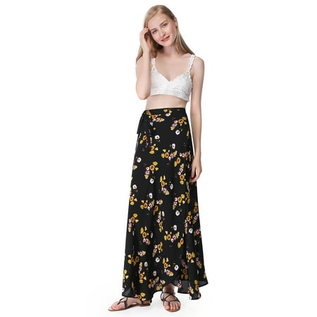 Wool Straight Skirt Ever-Pretty Womens Elegant Floral Print Flowy Straight High Waisted Casual Summer Sun Beach Long Maxi Skirt for Women 01041 US 4 ()