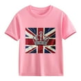 thumbnail image 4 of AUNVITO Kids British Flag Print Casual Loose Fit Round Neck Short Sleeve T-Shirt Graphic Style, 4 of 4