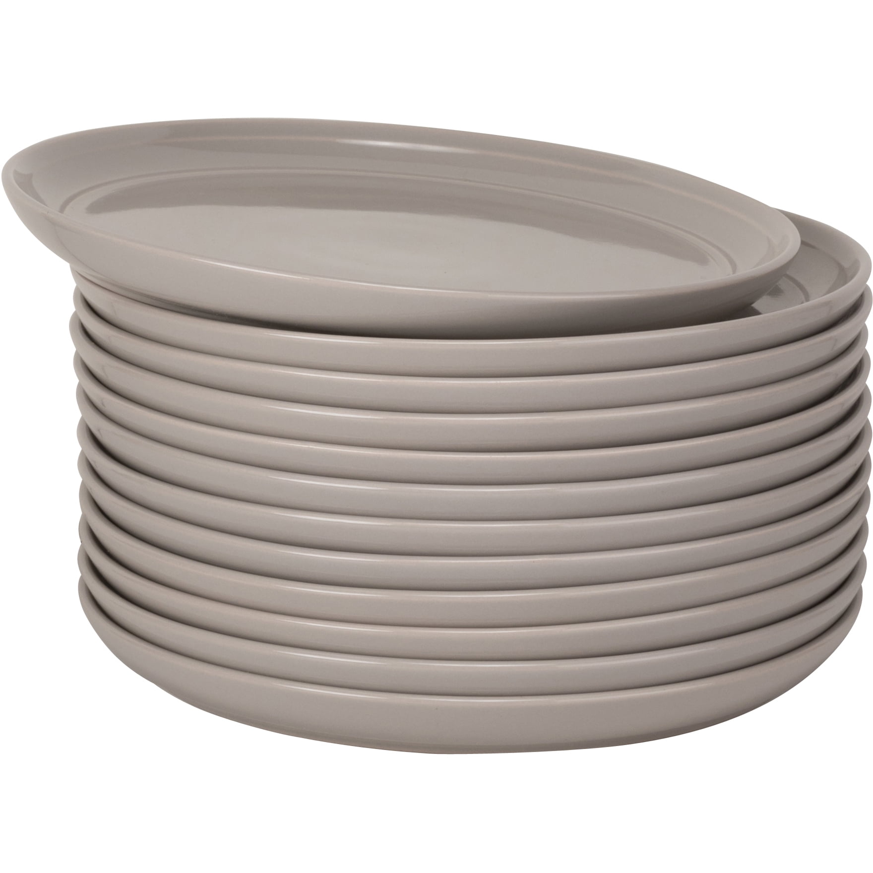 10 Strawberry Street Double Line Catering Pack, Set of 12 Gray Salad Plates 8.25"