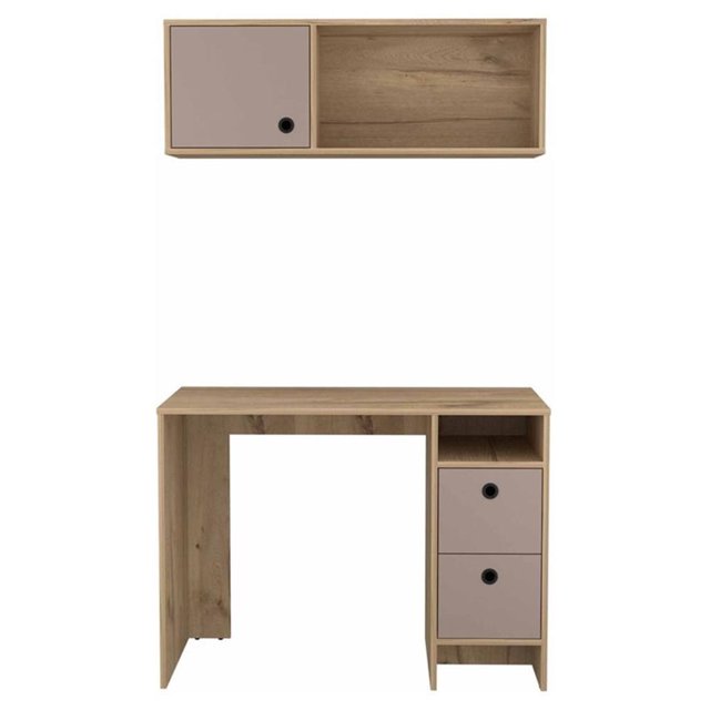 Atlin Designs Particle Board Light Oak/Taupe Office Desk Set Rectangular 39.3"W x 19.6"D x 28.9"H Unassembled