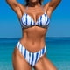 thumbnail image 4 of Trajes de baño Amzcrzy Tankini para mujer, trajes de baño, trajes de baño, bikini con control de abdomen, traje de baño estampado para mujer + bañador y bikini dividido de moda, azul cielo, M, 4 of 5