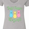 thumbnail image 4 of Inktastic Funny Easter Just Chillin' with My Peeps Women's V-Neck T-Shirt, 4 of 5
