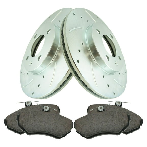 TRQ Front Performance Brake Pad & Rotor Kit Brake Pads Brake Rotors Set Ceramic Premium G-Coated Fits Select 1997-2002 Volkswagen Cabrio 1996-1999 Golf Jetta 1996-1997 Passat