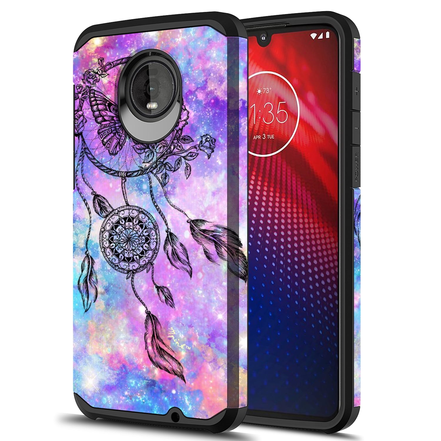 Moto Z4 Case, Moto Z4 Play Case Kaesar Slim Hybrid Dual Layer Shockproof Hard Cover Graphic