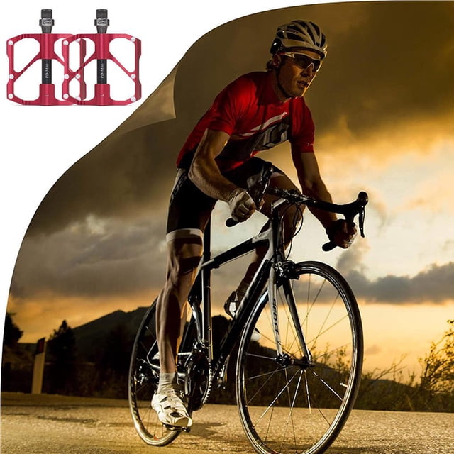 stanreset 2 pcs Pédales de Vélo en Alliage d'Aluminium Non-pour Pédales de Vélo de Glissement Plate-Forme en Alliage Plat Pédales Rouges