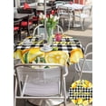 thumbnail image 5 of Outdoor Tablecloth with Umbrella Hole for Patio/Picnic/Party/Camping, Yellow Lemons Waterproof Table Cloth Round Cover Washable, Summer Fruits Leaves Botanical Buffalo Plaid (Dia 54"), 5 of 8