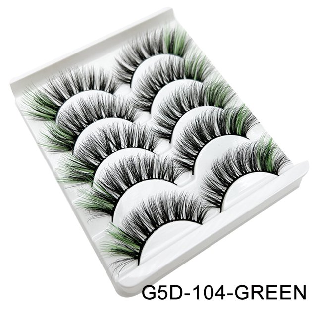 DingSen Pestañas De Colores 5 Pares 3D Visón Esponjosos Mezcla De Color Postizas Suave Colorido Cilia Purpurina Gao Jiahui unisex