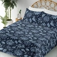thumbnail image 3 of Ambesonne Floral Fitted & Flat Sheet with Shams 4 Pcs Set, Simple Daisy Flowers Leaves, King, Ceil Blue Indigo, 3 of 5
