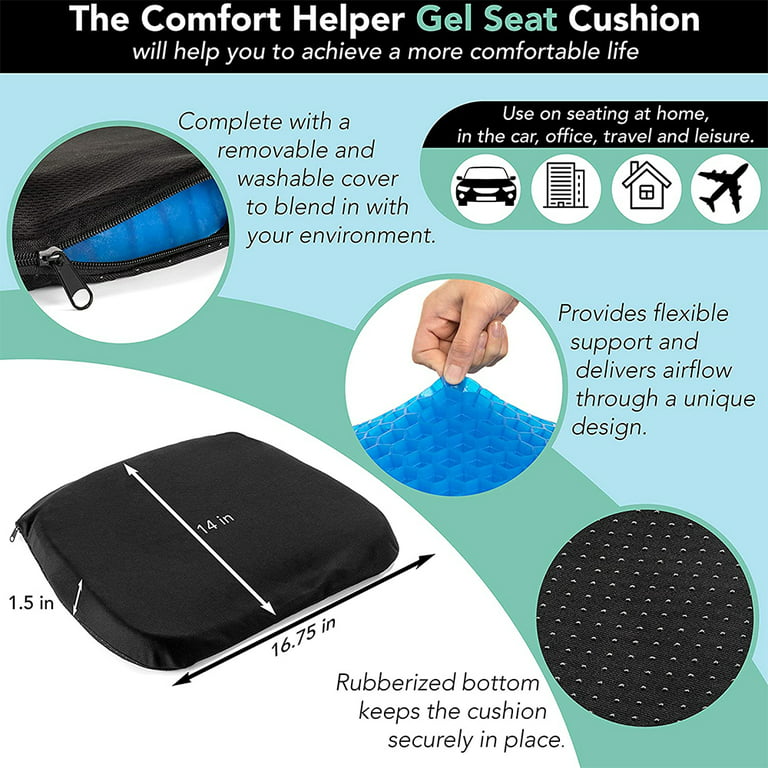 Fencesmart Gel Seat Cushion Breathable with Non-Slip Cover for Pain Relief, Pressure  Relief Honeycomb Chair Cushion for Office Chair Car Wheelchair 