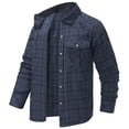 thumbnail image 6 of Mens Western Flannel Shirt Pearl Snap Long Sleeve Checkered Plaid Regular Fit Shacket Lightweight Christmas Jacket, 6 of 7