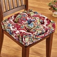 thumbnail image 2 of Collections Etc Thick Padded Tapestry Booster Tufted Chair Cushion Burgundy CHAIR PAD, 2 of 2
