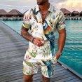 thumbnail image 3 of Vedolay Short Set For Men Casual Men's Flower Shirt Hawaiian Sets Casual Short Sleeve Shirt and Solid Quick Dry Beach Shorts,White M, 3 of 5