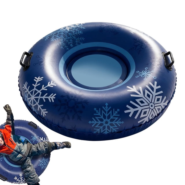 Hearth & Gear Inflatable Sled 43 Inch Heavy Duty Winter With Thick Bottom Double Handles Suitable For Outdoor Activities For Children And Adults Blue