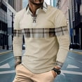 thumbnail image 2 of DDAPJ pyju Mens Pique Polos Shirt Long Sleeve Plaid Golf Shirts Loose Casual Work Shirt Comfy Textured Shirts 90% off Clearance Sale Beige S, 2 of 7