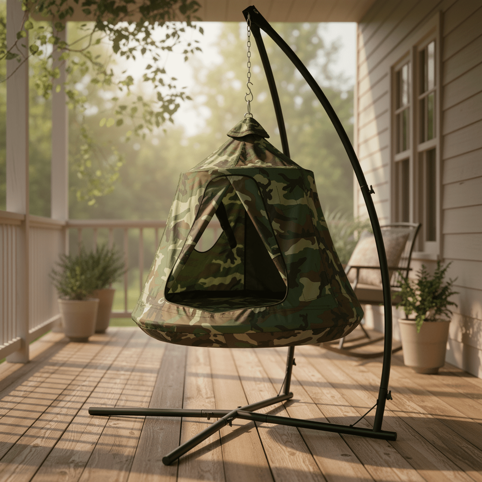 TLSUNNY Hammock Chair with X-Stand, Hanging Tree Tent, Swing Chair & LED Lights for Indoor/Outdoor Use (330LBS)