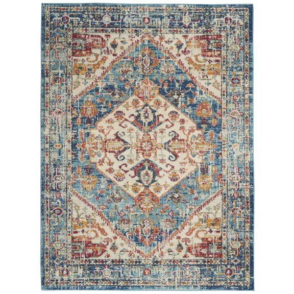 Nourison Passion Modern Bohemian Area Rug Ivory/Light Blue 5'3" x 7'3"