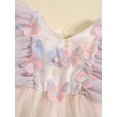thumbnail image 4 of Argulvti Toddler Girls Polyester Dress Flower Butterfly Embroidery Fly Sleeve V-Neck Dress Summer Casual Princess Dress, 4 of 8