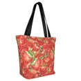 thumbnail image 2 of Easygdp Strawberry Stylish Canvas Handbag Shoulder Tote Bag, Shopping Bag with Zip, Suitable for Buying Groceries, Office, Fitness, 2 of 9