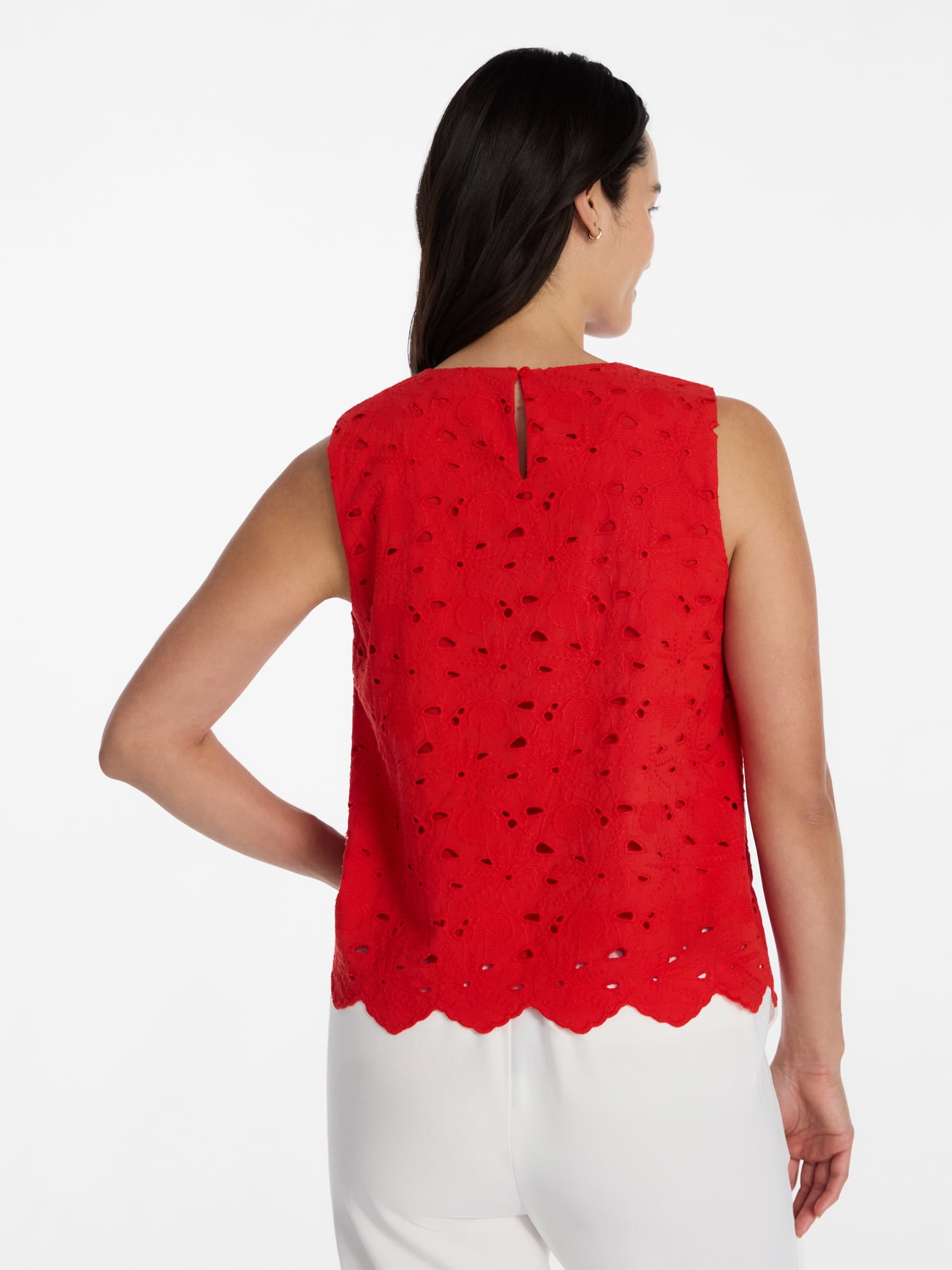 Time and Tru Women’s and Women’s Plus Eyelet Embroidered Top, Sizes XS-4X