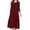 Wine, variant on Fall Casual Dress for Women Loose Fit 3/4 Sleeve Crew Neck Pleated A-line Mid Long T-shirt Dresses Plus Size (XL, Wine)