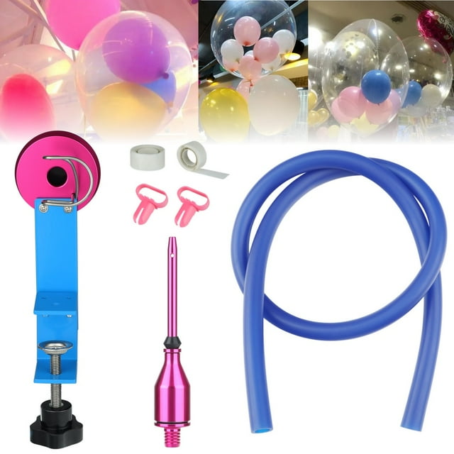Balloon Stuffing Machine, Balloon Stuffing Tool Kit for Art Balloon, Balloon Blower Filling Kit for Birthday Party Christmas Wedding, Include Fixing Device, Inflation Hose & Needle, Knotting Tools