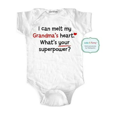 

I can melt my Grandma s heart. What s your superpower - cute & funny Baby one piece bodysuit - Great Baby Shower Gift