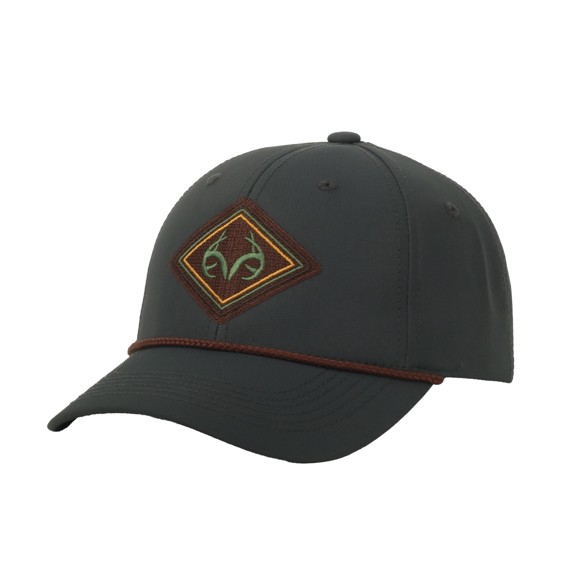 Realtree® Graphite 6-Panel Cap – Structured Full Fabric with Cord, Snapback, One Size