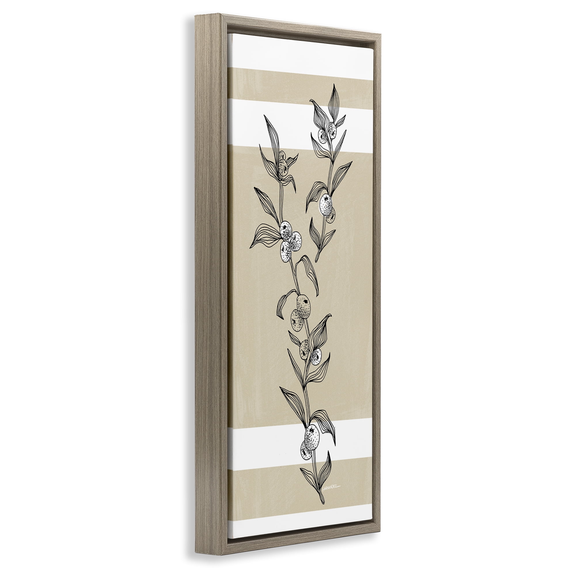 Stupell Industries Sweet Orange Spig Plants & Flowers Painting Brown Floater Framed Canvas Art Print Wall Art, 14 x 31