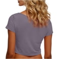 thumbnail image 5 of SEMPAI Womens Modal Cropped Summer Tops, Versatile Solid Loose Crewneck Short Sleeve Workout Casual Tee Shirts, 5 of 5