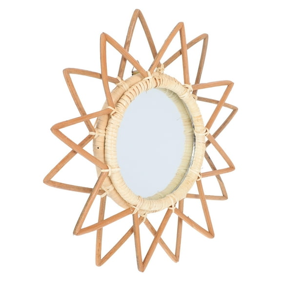 Minkissy Vintage Star Shaped Rattan Mirror Living Room Decoration 1 Pc 12.2x12.2in