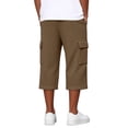 thumbnail image 6 of Nestiefly Long Cargo Shorts for Men Below Knee Waffle Drawstring Capris Pants Elastic Waist Lightweight Summer Resort Wear Brown L, 6 of 8