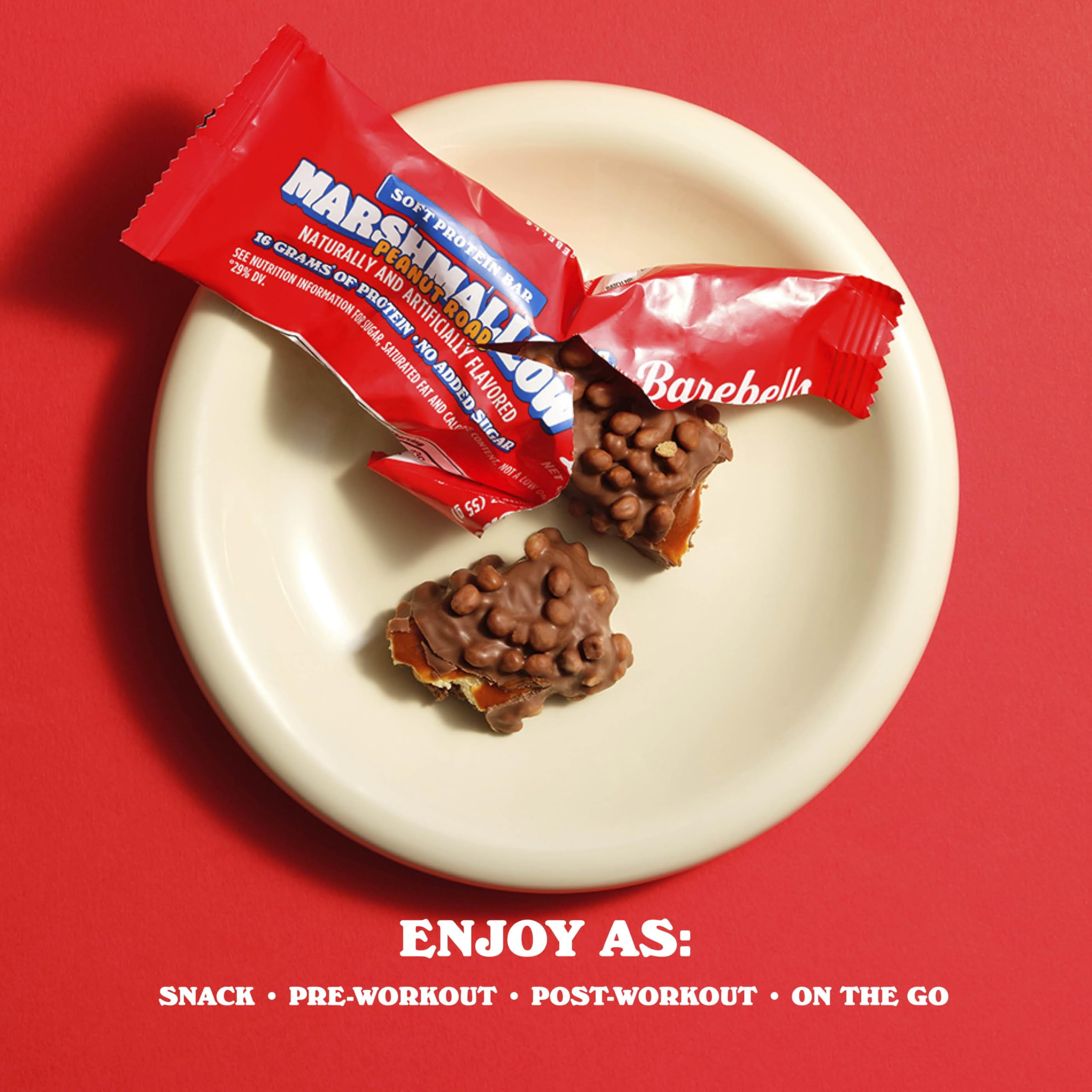 Barebells Soft Protein Bars Marshmallow Peanut Road - 12 Count (Pack of 2), 1.9oz Bars - Nutritional Snacks with 16g of High Protein - Fluffy Chocolate Treat with 2g of Total Sugars - Breakfast Bars