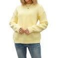 thumbnail image 3 of Women'S Long Sleeve Round Neck Pullover Sweater Bowknot Backless Knit Tops Yellow M, 3 of 9